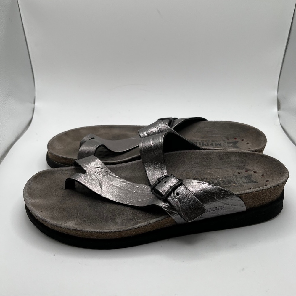 Mephisto Women's Helen Silver Metallic Thong Sandals Size 39 US 8.5 - Picture 4 of 9